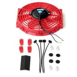 O'Reilly Auto Parts – 10" Red Slim Fan Push Pull Electric Radiator Cooling 12V Mount Universal Bundle