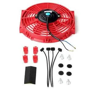 O'Reilly – 10" Red Slim Fan Push Pull Electric Radiator Cooling 12V Mount Universal Bundle