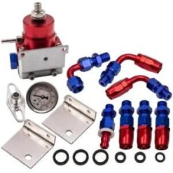 O'Reilly Auto Parts – Universal Aluminum Adjustable Fuel Pressure Regulator Bundle W/ Gauge Red & Blue
