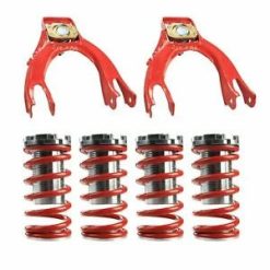 O'Reilly Auto Parts – 0"-3" Scaled Coilover Front Camber Suspension Bundle for 88-91 Honda Civic Crx Red