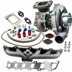 O'Reilly – .63 A/R Stage III T04E T3/T4 44 Trim Compressor Turbo+Oil Line+Manifold