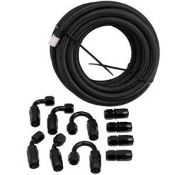 O'Reilly Auto Parts – 20FT AN6 Stainless Steel Braided Fuel Line 10 Fitting Hose End Bundle Swivel Black