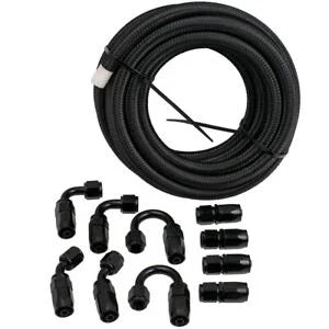 O'Reilly – 20FT AN6 Stainless Steel Braided Fuel Line 10 Fitting Hose End Bundle Swivel Black