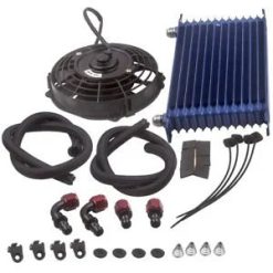 O'Reilly – AN10 13 Row Engine Trust Oil Cooler + 7" Electric Fan Bundle Blue for Universal