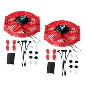 O'Reilly – 2PCS 10" Red Slim Fan Push Pull Electric Radiator Cooling 12V Universal Bundle