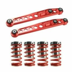 O'Reilly Auto Parts – 1-4" Coilover Lowering Spring + Back Lower Control Arms EK for 1996-00 Honda Red