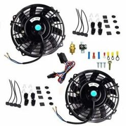 O'Reilly – 2X 7" Electric Radiator Cooling Fan+3/8" Probe Ground Thermostat Switch Bundle BK