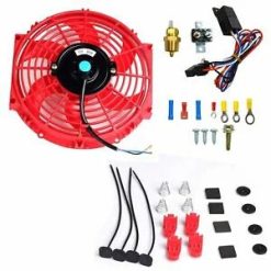 O'Reilly – Electric 10" Radiator Cooling Fan 3/8" Probe Ground Thermostat Switch Bundle Red