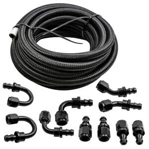 O'Reilly – 20FT AN6 -6AN Nylon Braided OIL FUEL Line+Fittings Hose End Adaptor Bundle Black