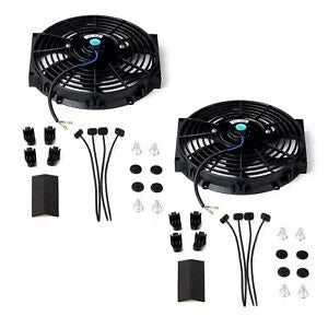 O'Reilly – 2PCS 10" Slim Fan Push Pull Electric Radiator Cooling 12V Universal Bundle BK New