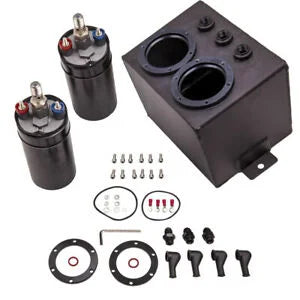 O'Reilly – 3L High Flow Fuel Swirl Surge Pot Tank And 2pcs External 044 Dual Fuel Pump New