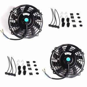 O'Reilly – 2X 7" Black Slim Fan Push Pull Electric Radiator Cooling 12V Universal Bundle New