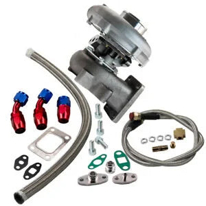 O'Reilly – T04E T3/T4 A/R.63 57 Trim 400+HP Universal Turbo Charger+Oil Feed+Drain Line Bundle